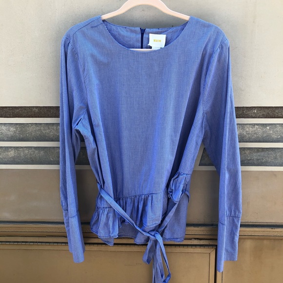 MAEVE ANTHRO Ramona Gingham Ruffle Top Large - Picture 4 of 12